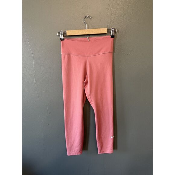 Nike Womens Pink Cropped Athletic Leggings Size Small Dri-fit - Picture 1 of 3